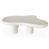 Mesa de centro Capelma, curvas orgánicas 69x100cm blanco texturizado