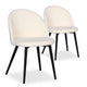Lot de 2 chaises en métal noir et tissu bouclette crème