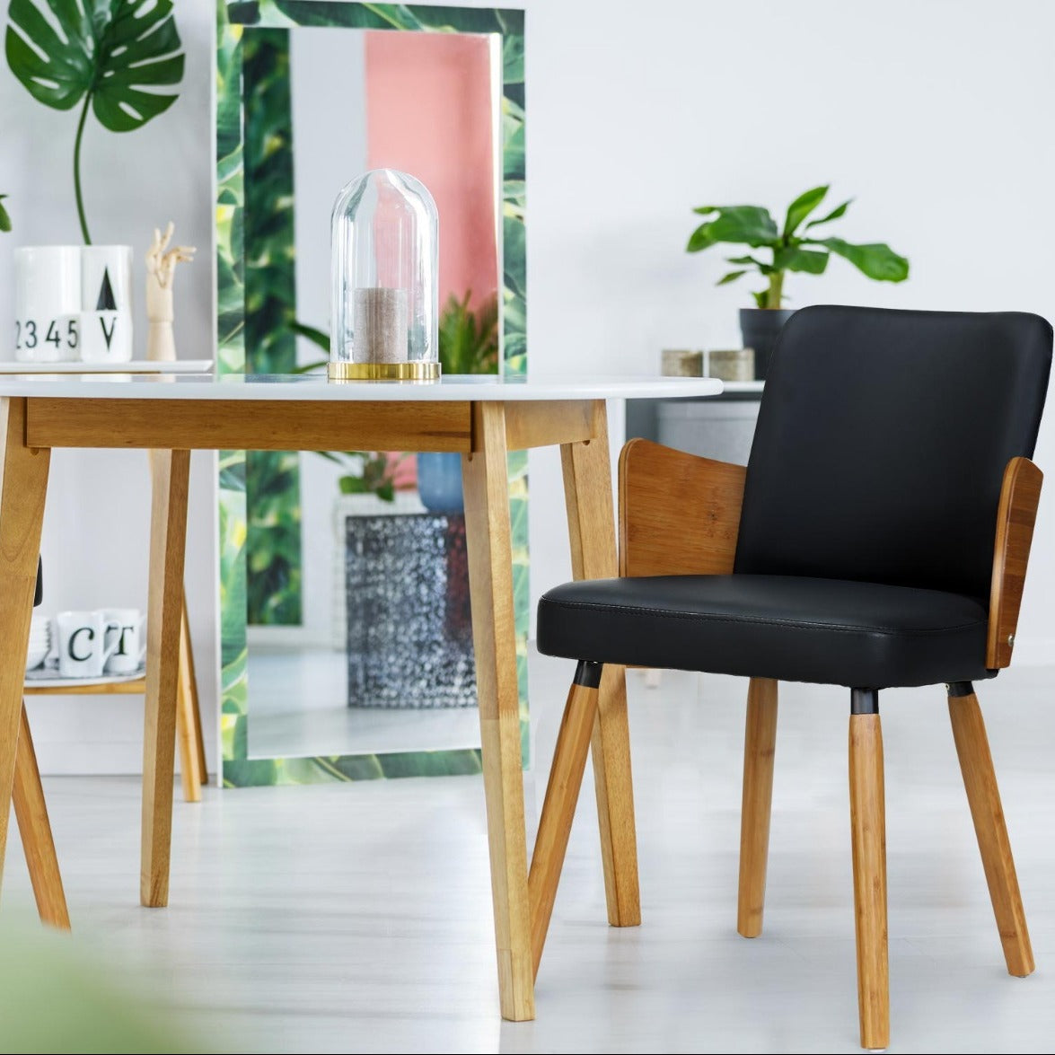 Lot de 2 chaises scandinaves Phibie bois naturel et Noir