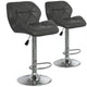 Juego de 2 taburetes de bar giratorios ajustables grises