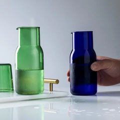 Botella de agua de vidrio con vaso, garrafa de cabecera, jarra de agua nocturna con vaso, vasos, frasco, jarra para té con leche