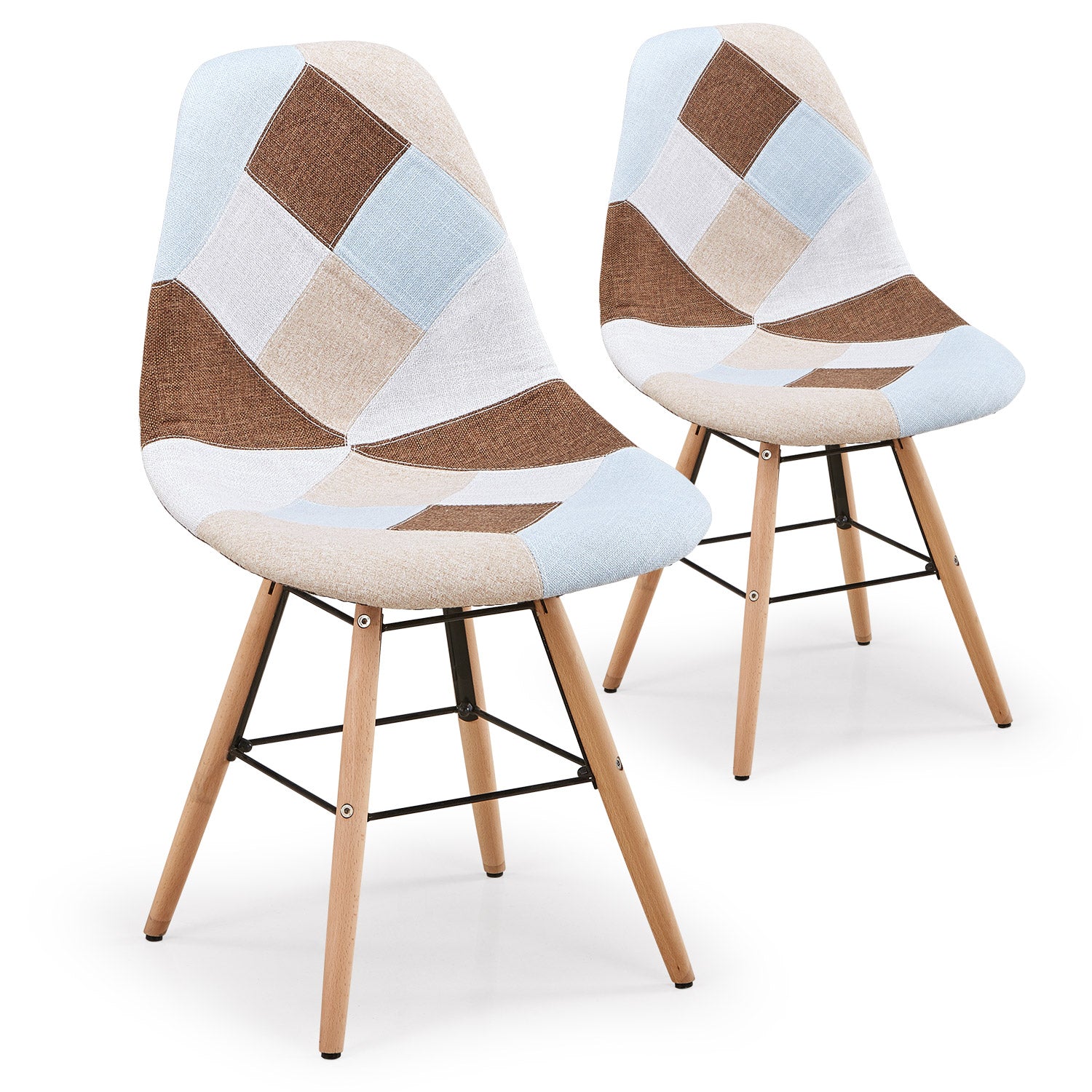Lot de 2 chaises scandinaves Lisa Patchwork Beige