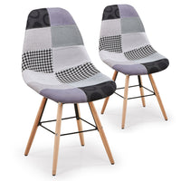 Juego de 2 sillas de tela patchwork gris