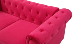 Canapé capitonné 2 places Chesterfield Velours Rouge
