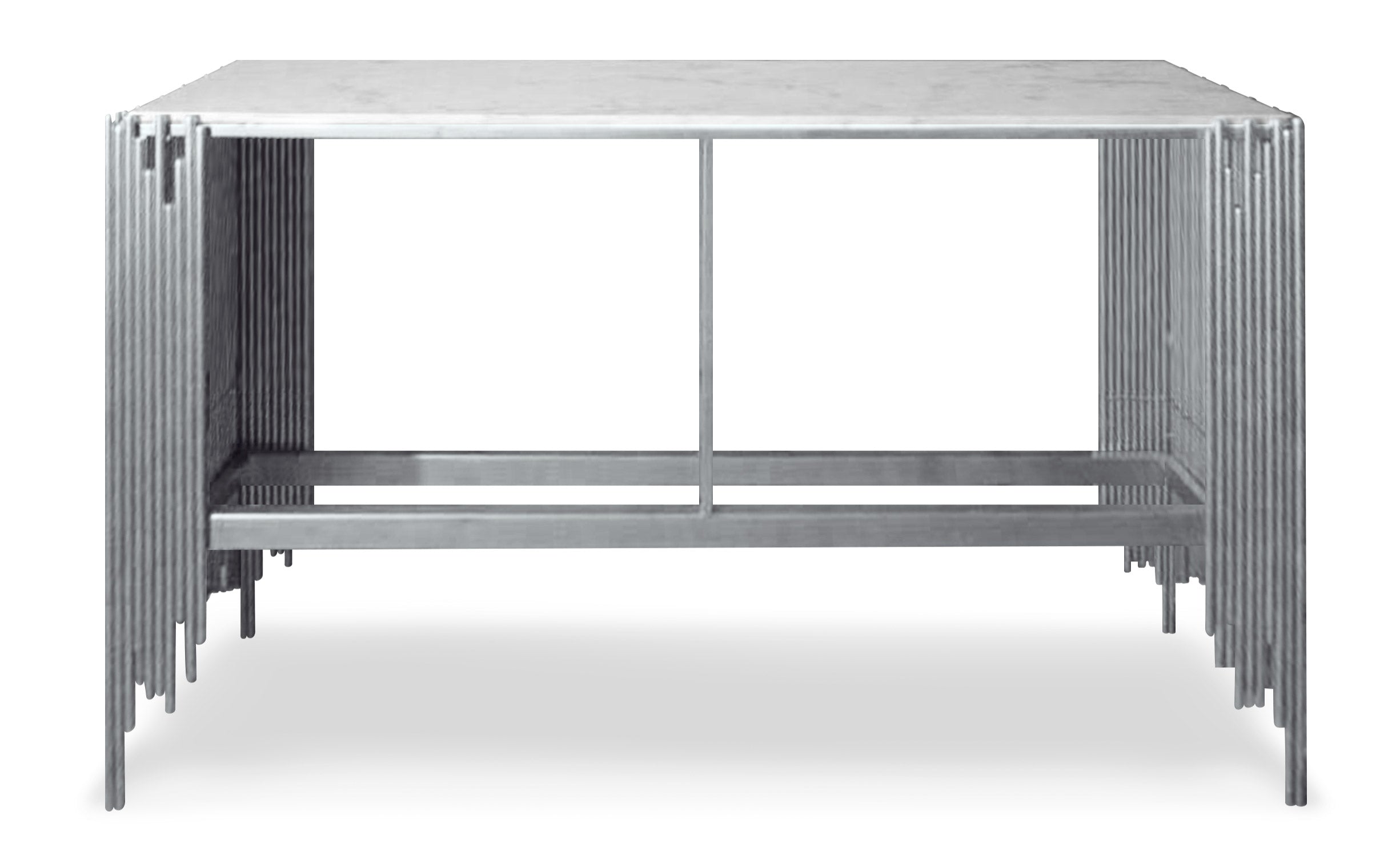 Console design Falbala Marbre Blanc et Métal Argent