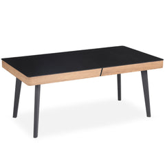 Mesa de centro Darcy de madera con tablero de cristal negro