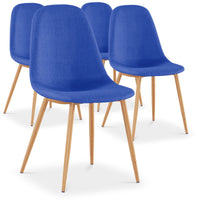 Lote de 4 sillas de tela azul estilo escandinavo