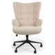 Fauteuil de bureau à haut dossier en tissu bouclette crème