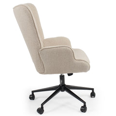 Fauteuil de bureau moderne à haut dossier Florelo Tissu bouclette Beige