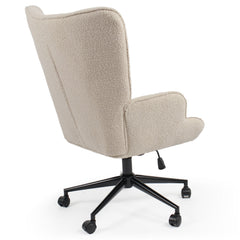 Fauteuil de bureau moderne à haut dossier Florelo Tissu bouclette Beige