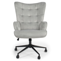 Sillón de oficina de terciopelo gris con respaldo alto