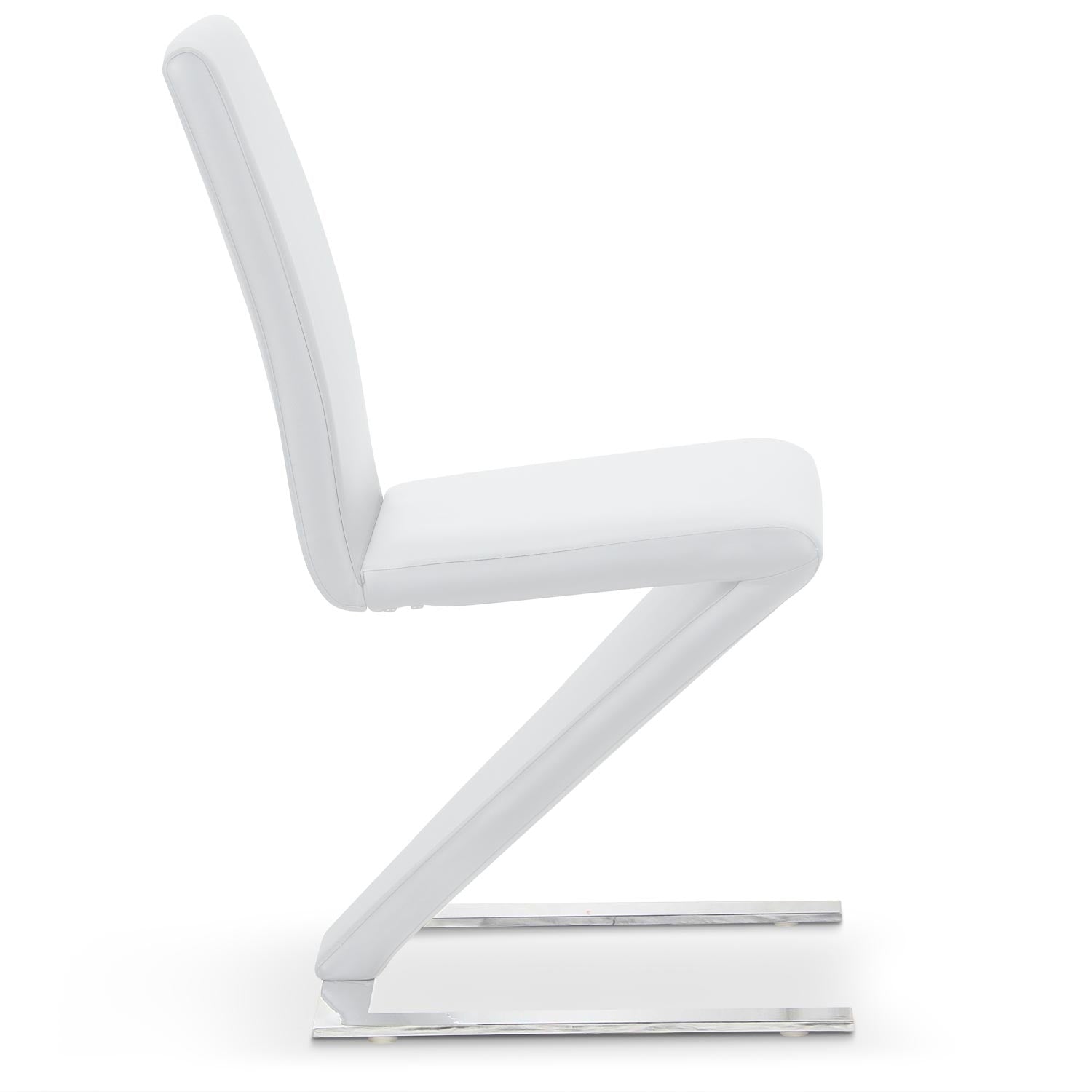 La chaise moderne pieds inox Flash blanche vue de profil
