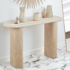 Console moderne avec pieds style colonnes Gwendoline Beige