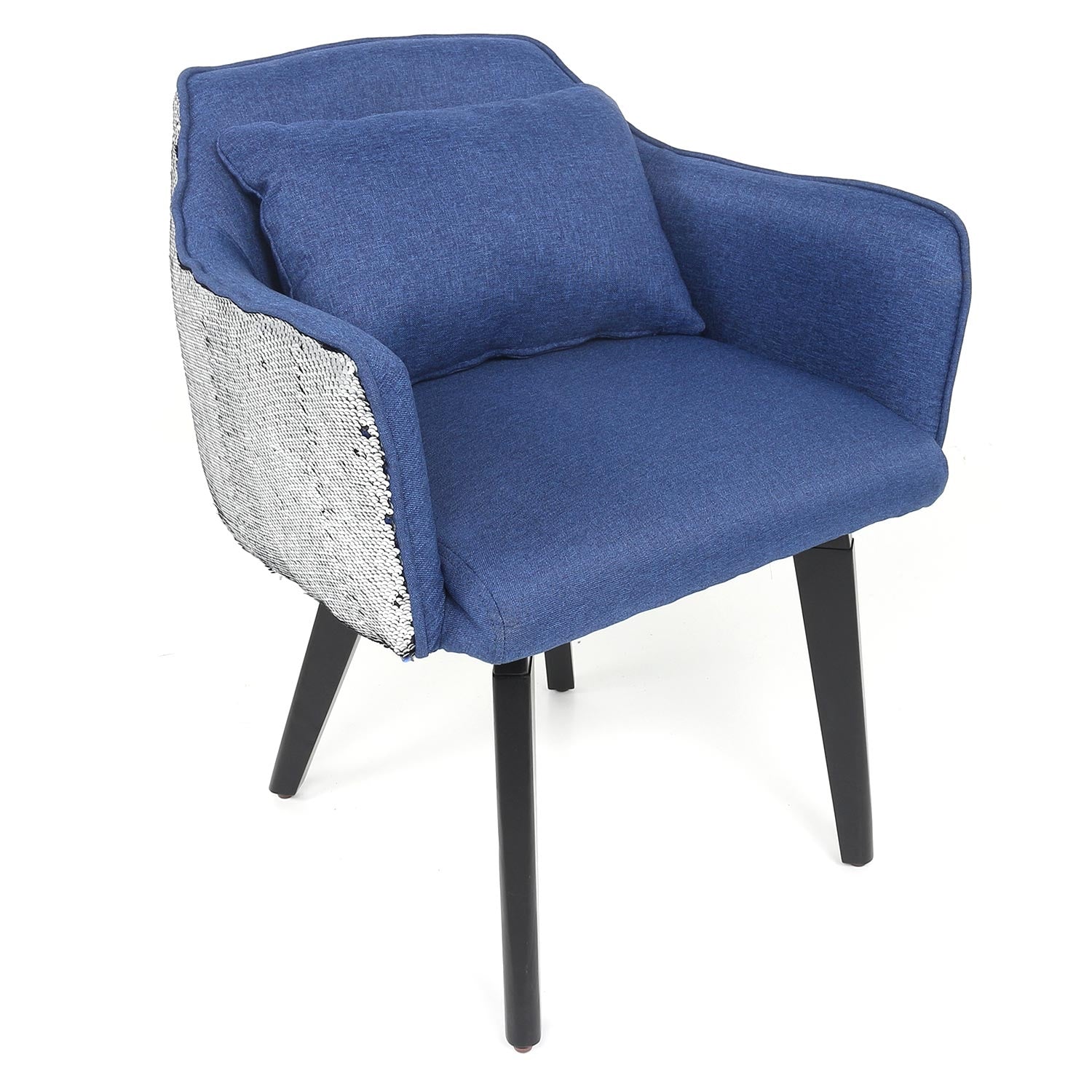 Chaise / Fauteuil Gybson Sequins Tissu Bleu et Sequins Bleu