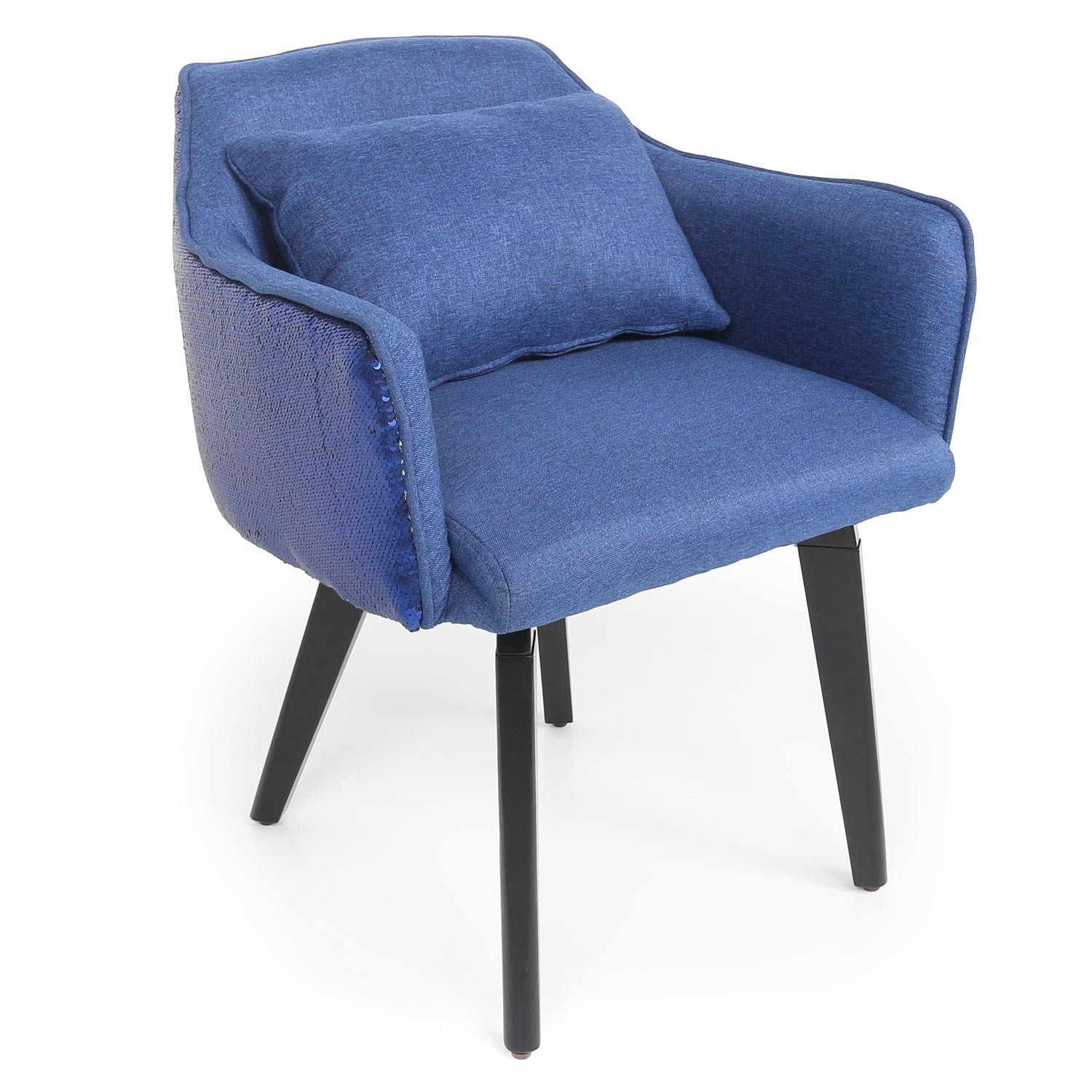 Chaise / Fauteuil Gybson Sequins Tissu Bleu et Sequins Bleu