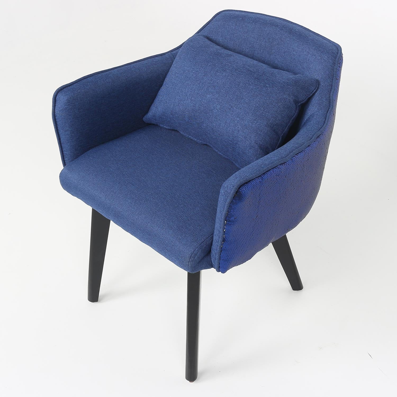 Chaise / Fauteuil Gybson Sequins Tissu Bleu et Sequins Bleu