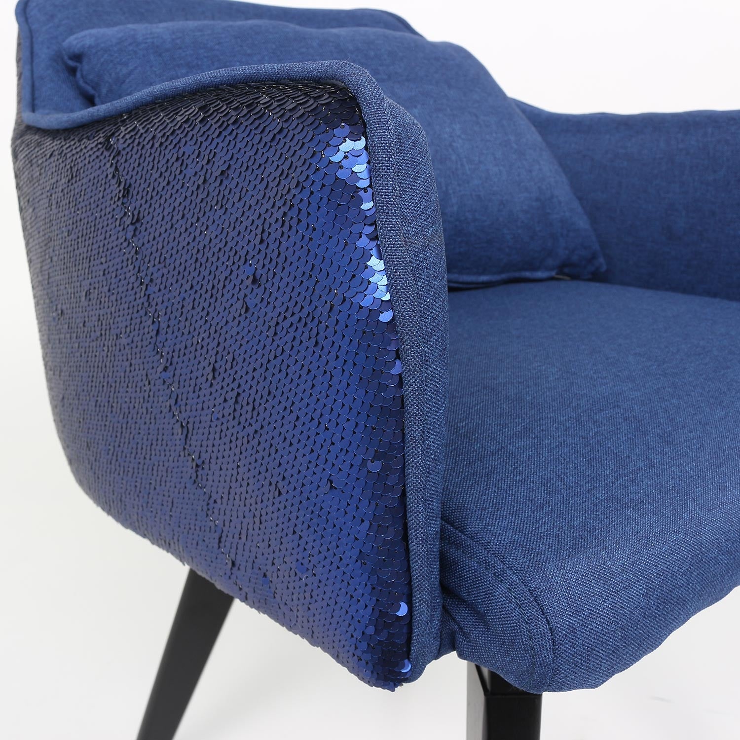 Chaise / Fauteuil Gybson Sequins Tissu Bleu et Sequins Bleu