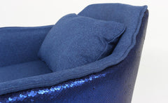 Chaise / Fauteuil Gybson Sequins Tissu Bleu et Sequins Bleu