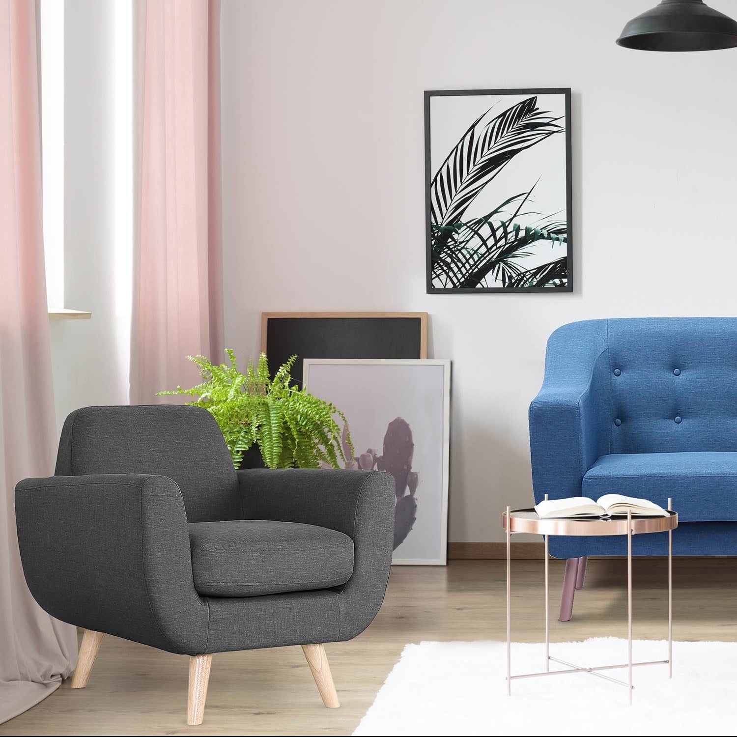 Fauteuil scandinave Danube Tissu Gris Foncé vu de profil