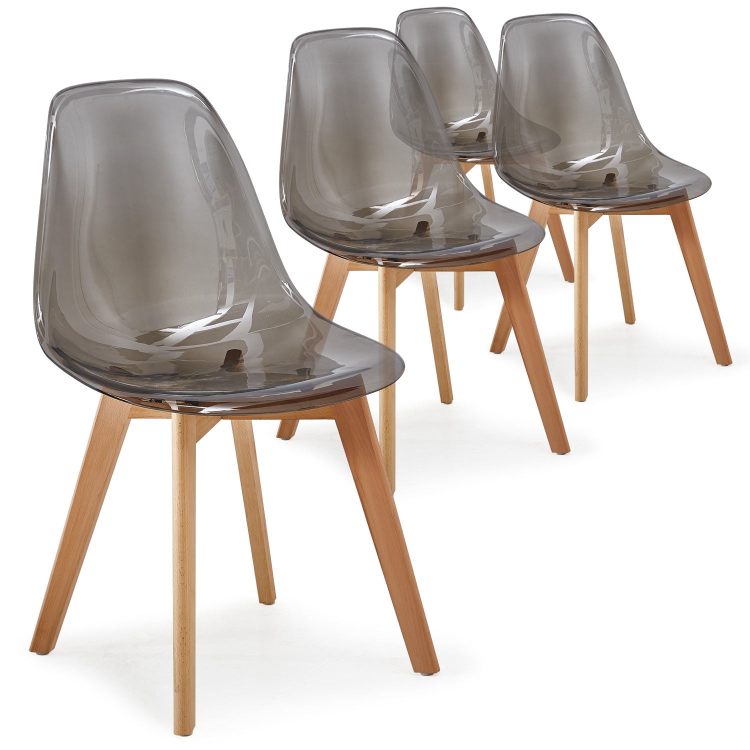 Lot de 4 chaises scandinaves Larry plexi Fumé