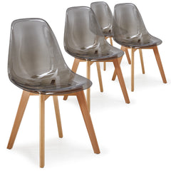 Lot de 4 chaises scandinaves Larry plexi Fumé