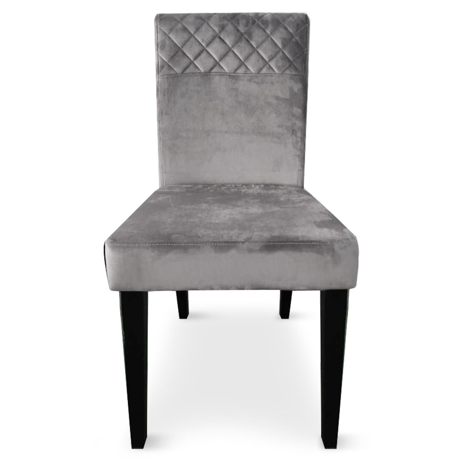 Chaise velours argent matelassée Milo