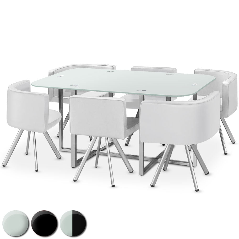 Table rectangulaire pratique gain de place Mosaic XL verre blanc