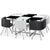 Mesa rectangular de mosaico XL bicolor blanco y negro con 6 sillas