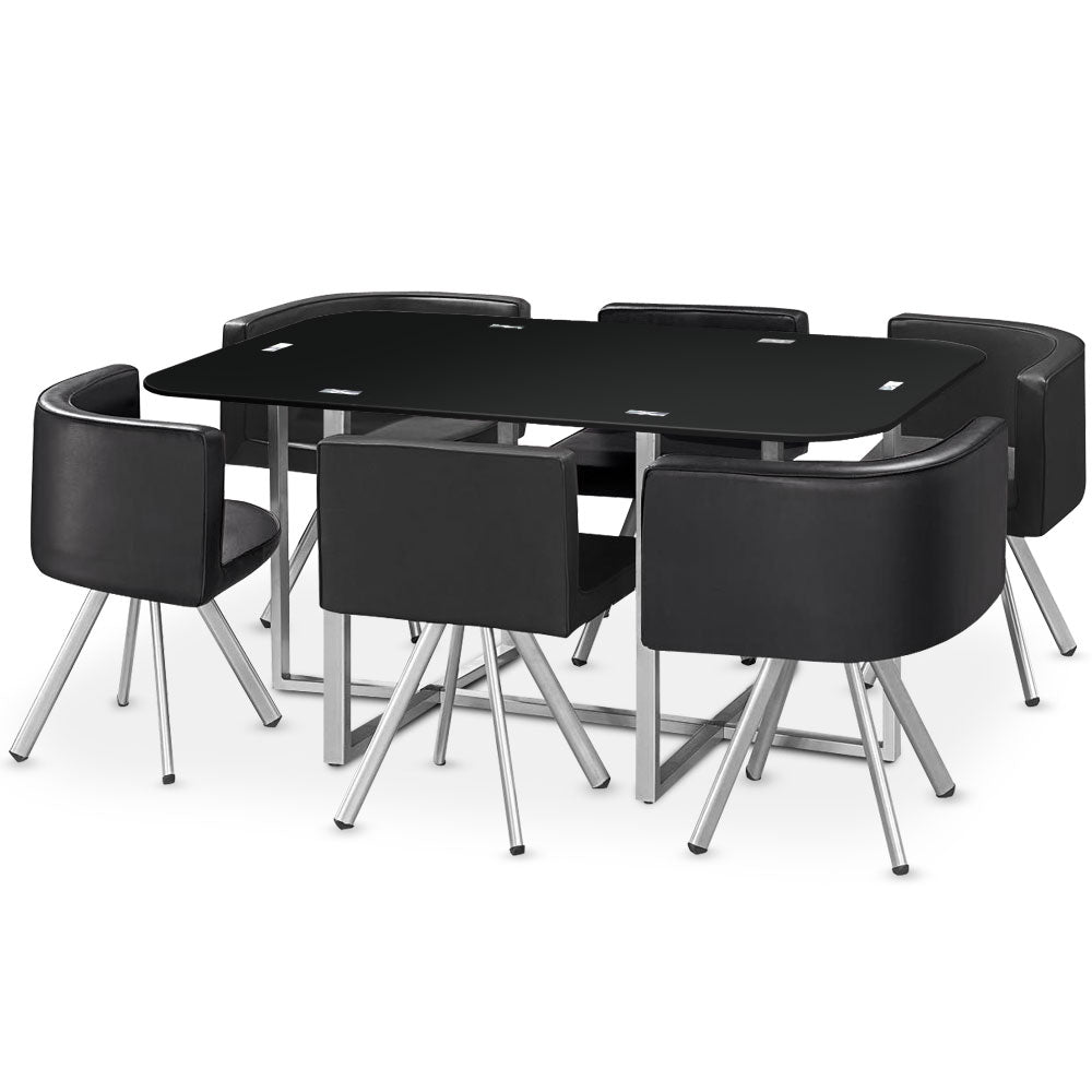 Table rectangulaire pratique gain de place Mosaic XL verre noir