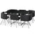 Mesa rectangular de cristal negro con 6 sillas