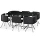 Mesa rectangular de cristal negro con 6 sillas