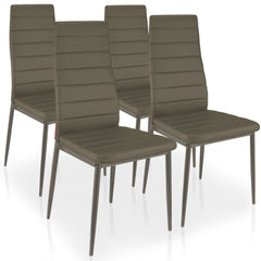 Lot de 4 chaises matelassées simili-cuir taupe et pieds métal Stratus