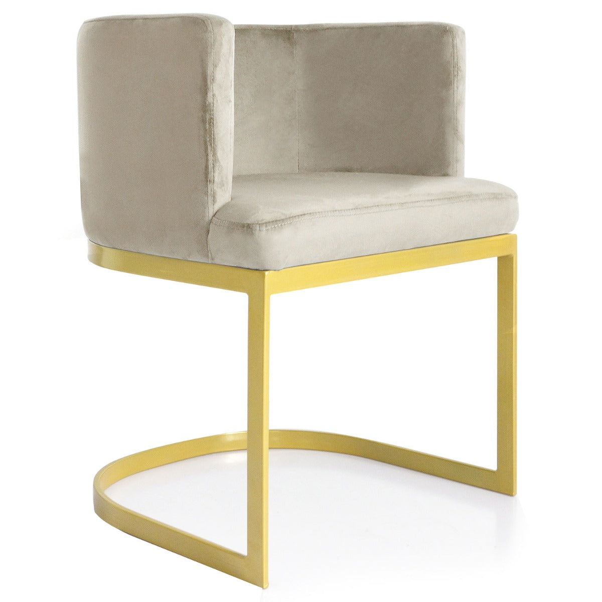 Chaise / Fauteuil Noellie Velours Taupe pieds Or
