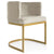 Chaise en velours taupe avec pieds dorés