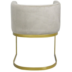 Chaise en velours taupe avec pieds dorés
