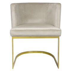 Chaise en velours taupe avec pieds dorés