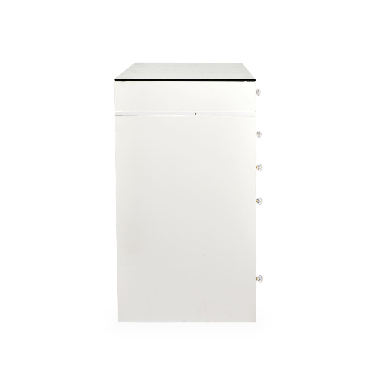 Coiffeuse moderne avec 13 tiroirs et plateau en verre transparent L120cm Probeauty Blanc