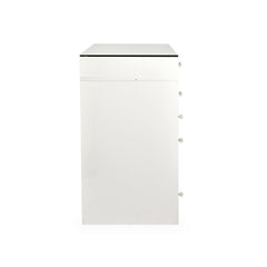 Coiffeuse moderne avec 13 tiroirs et plateau en verre transparent L120cm Probeauty Blanc