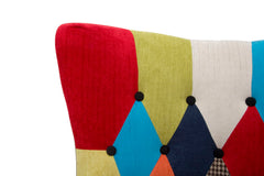 Sillón Imperial de madera y tela patchwork