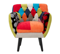 Fauteuil Impérial Tissu patchwork en bois