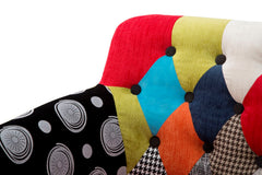 Fauteuil Impérial Tissu patchwork en bois