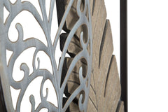 Decoración de pared rectangular de metal y MDF con hojas 3D