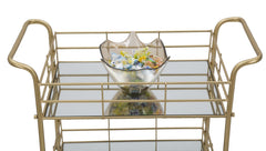 Chariot rectangulaire métal doré étagères miroir