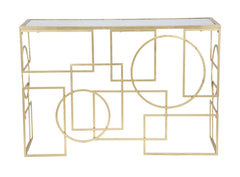 Console rectangulaire Marie Métal Doré plateau Verre Miroir