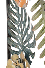 Panel de pared rectangular de metal con motivos geométricos y florales
