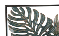 Panel de pared rectangular de metal con motivos geométricos y florales