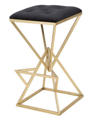 Taburete de bar Pirámide metal dorado Tejido negro