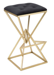 Taburete de bar Pirámide metal dorado Tejido negro