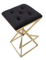 Taburete de bar Pirámide metal dorado Tejido negro