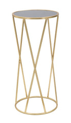 Soporte de teléfono redondo Glam de metal dorado con base de cristal templado negro